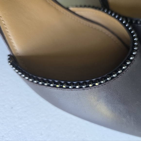 Coach Brown Leather Pumps Beaded Split Slip-On High Heel Shoes Size  9.5B - Picture 9 of 16